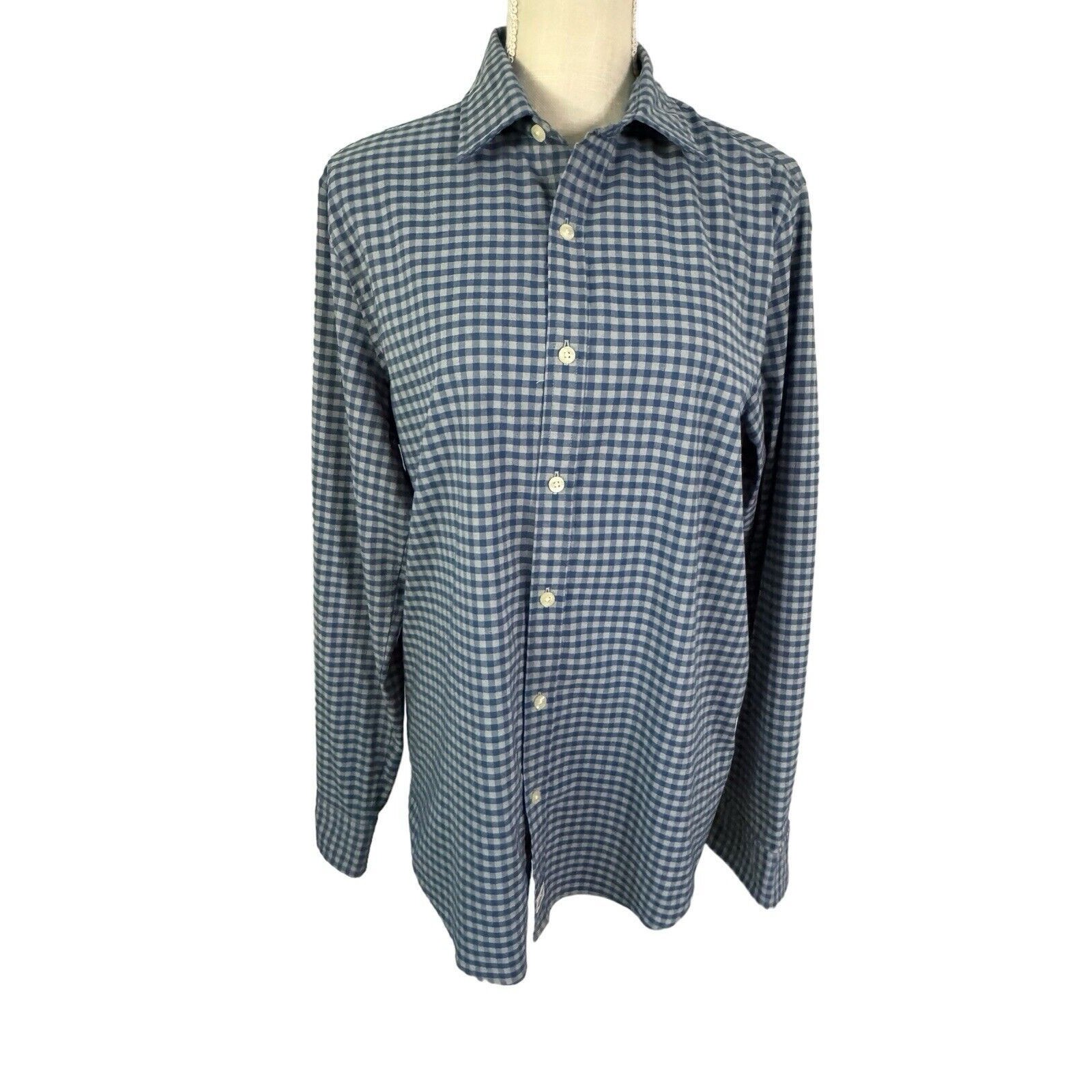 Vineyard Vines Performance Slim Fit Cooper Shirt Blue Check Size Medium
